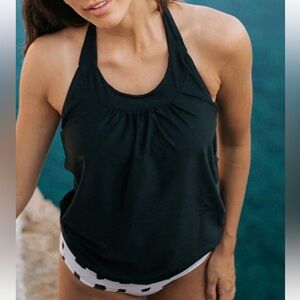 Albion fit black blouson swim top. Super flattering style. Size medium